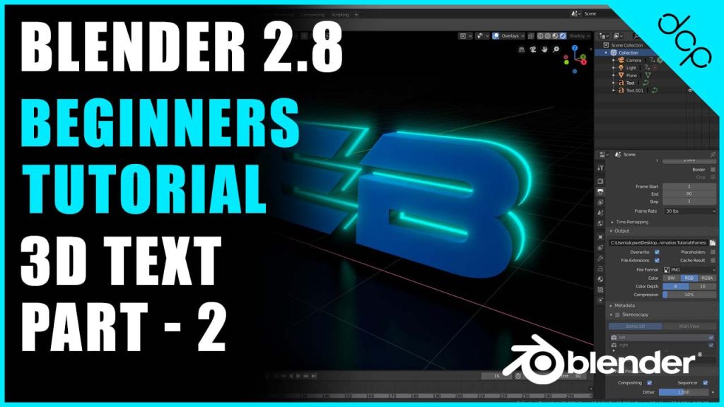 Blender 2.8 - Beginners Tutorial - [ 3D Text Animation Tutorial - Part 2 ]