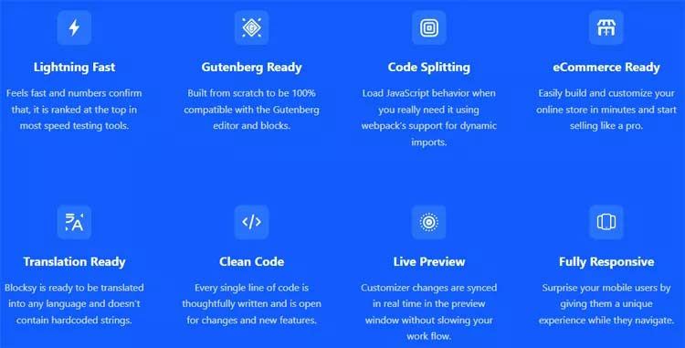 Blocksy WordPress Theme Key Features