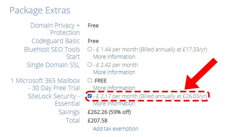 Bluehost sitelock security
