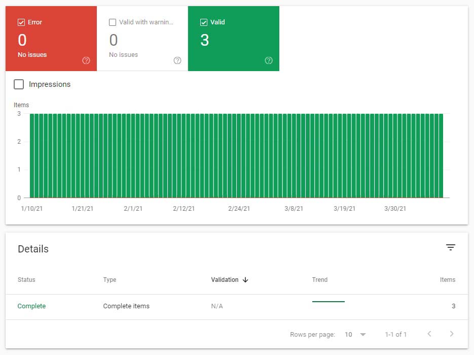 Google search console rich snippets review validation example