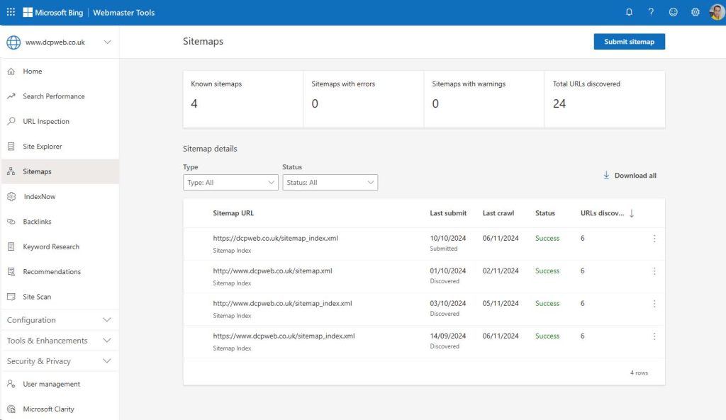 How to Add Your Sitemap to Bing Webmaster Tools​