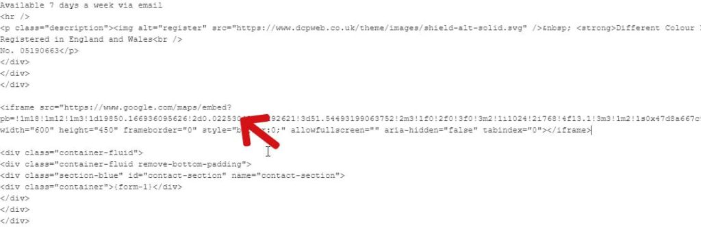 Paste Google Map embed code