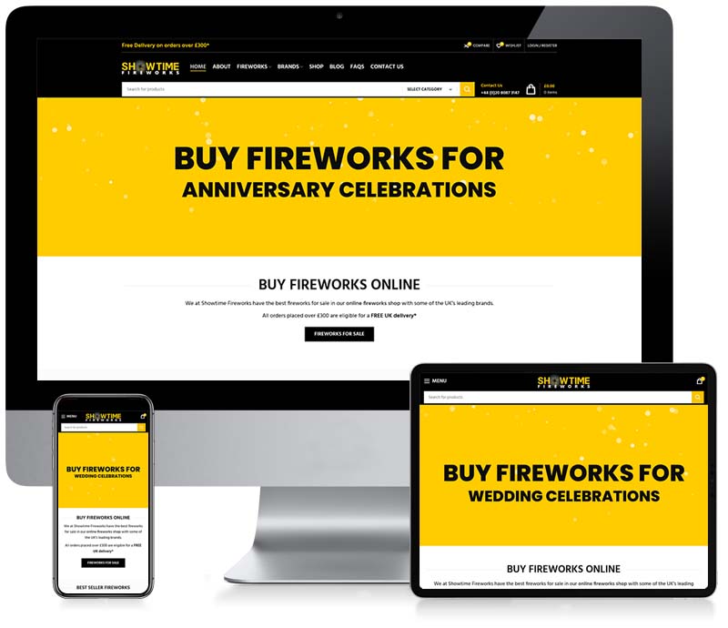 Showtime Fireworks UK - WooCommerce Shop Website Design