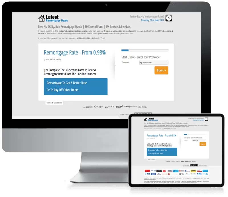 Latest Remortgage Deals - Lead Generation Web Design