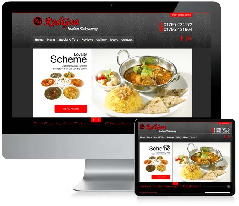 Red Goa Indian Takeaway - Restaurant Web Design