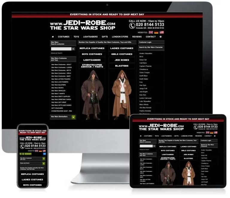 Jedi Robe - Star Wars Shop - Ecommerce Website Design