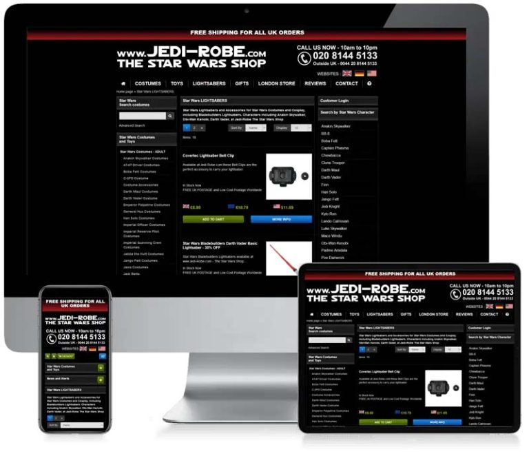 Just Light Sabers - WooCommerce Website Design