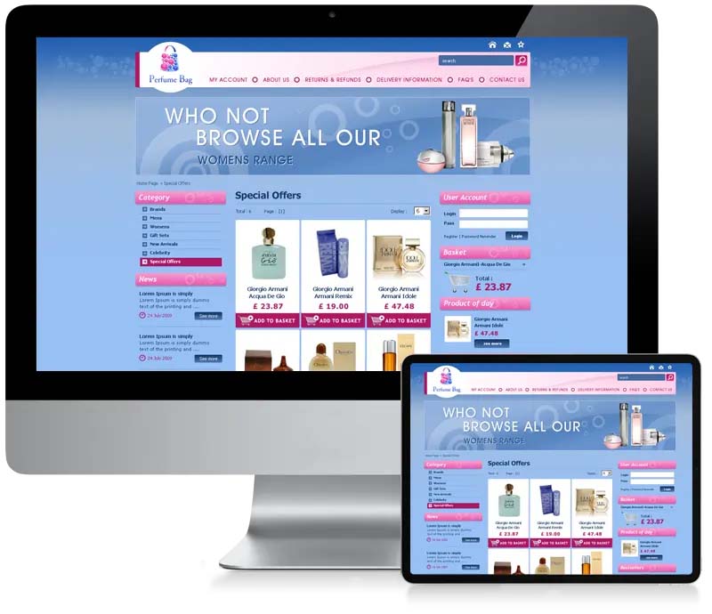 Perfume Bag - Perfume Ecommerce Website Design