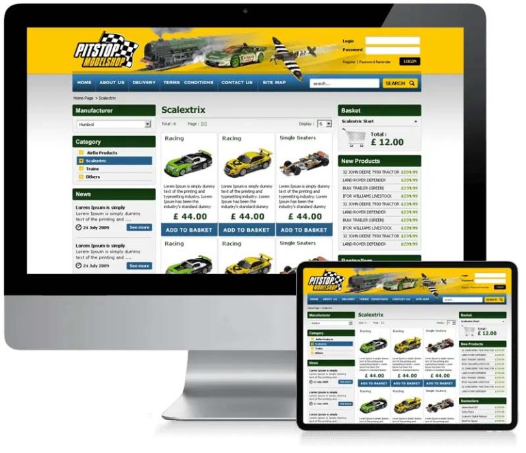Pitstop model shop - Toy Ecommerce Shop Design