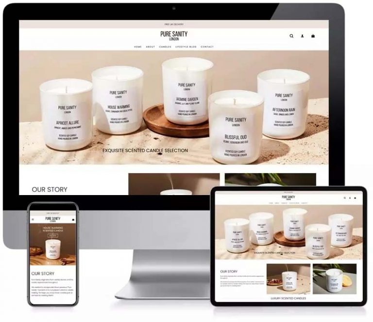 Pure Sanity Candles - Ecommerce Website Design