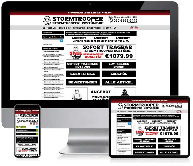 Stormtrooper Kostüme - Ecommerce Website Design
