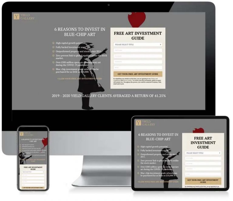 Yield Gallery Art Investment - Lead Generation Web Design