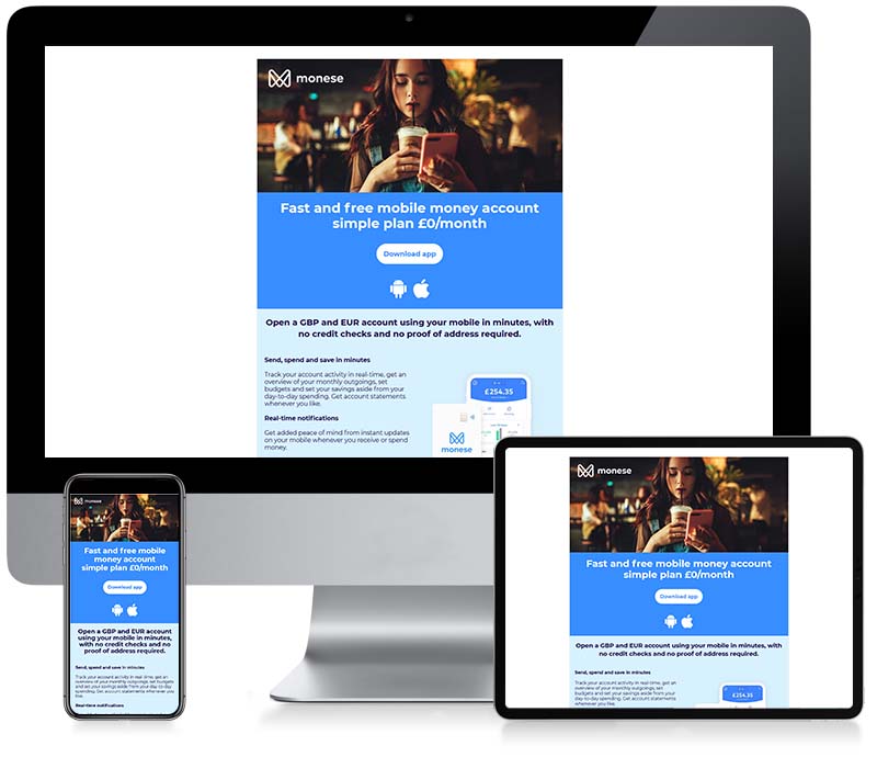 Monese - Mobile Money Account - Custom Newsletter Design