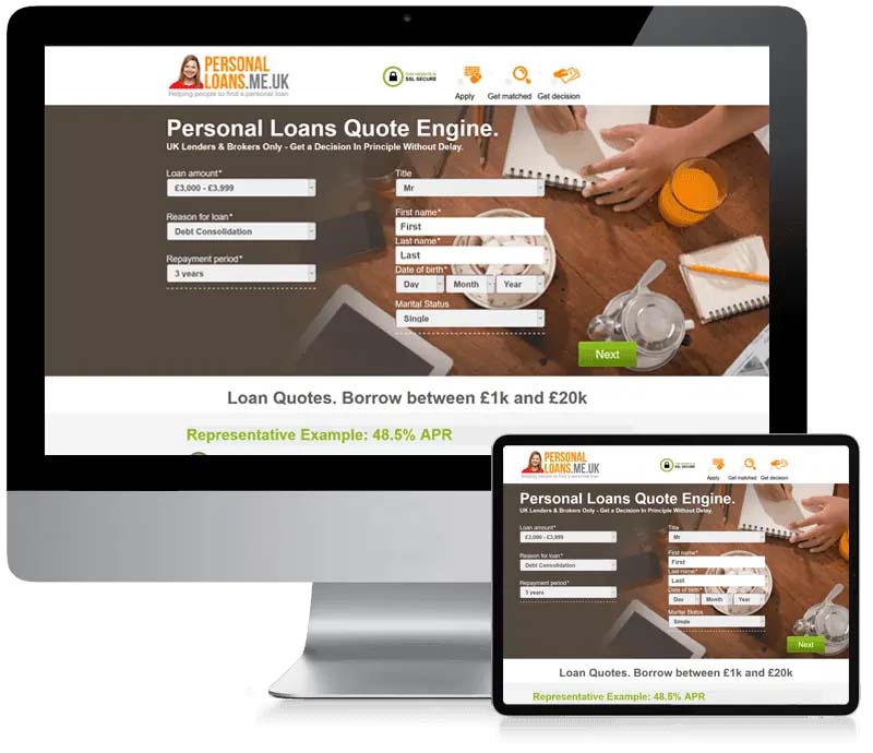 Personal Loans - Lead Generation Web Design