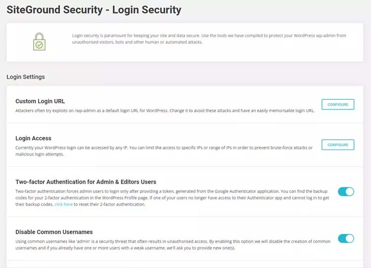 SiteGround Security Plugin